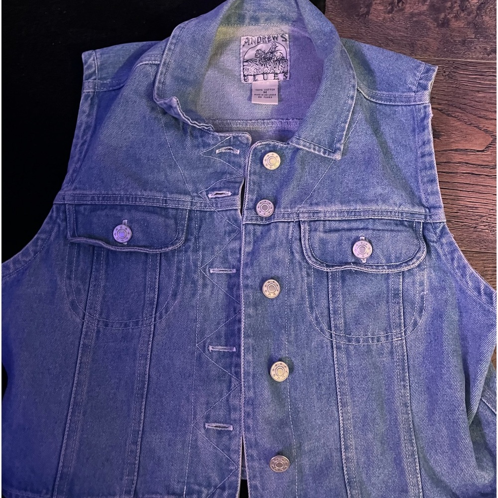 Andrew’s  blues denim button down vest